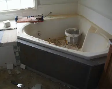 Tub need protection during predrywall inspection, Inspected by Showalter Property Consultants in Maryland